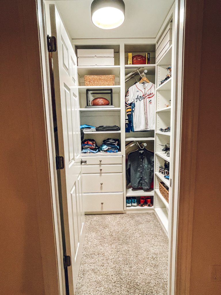 DIY closet organization shelves and drawers